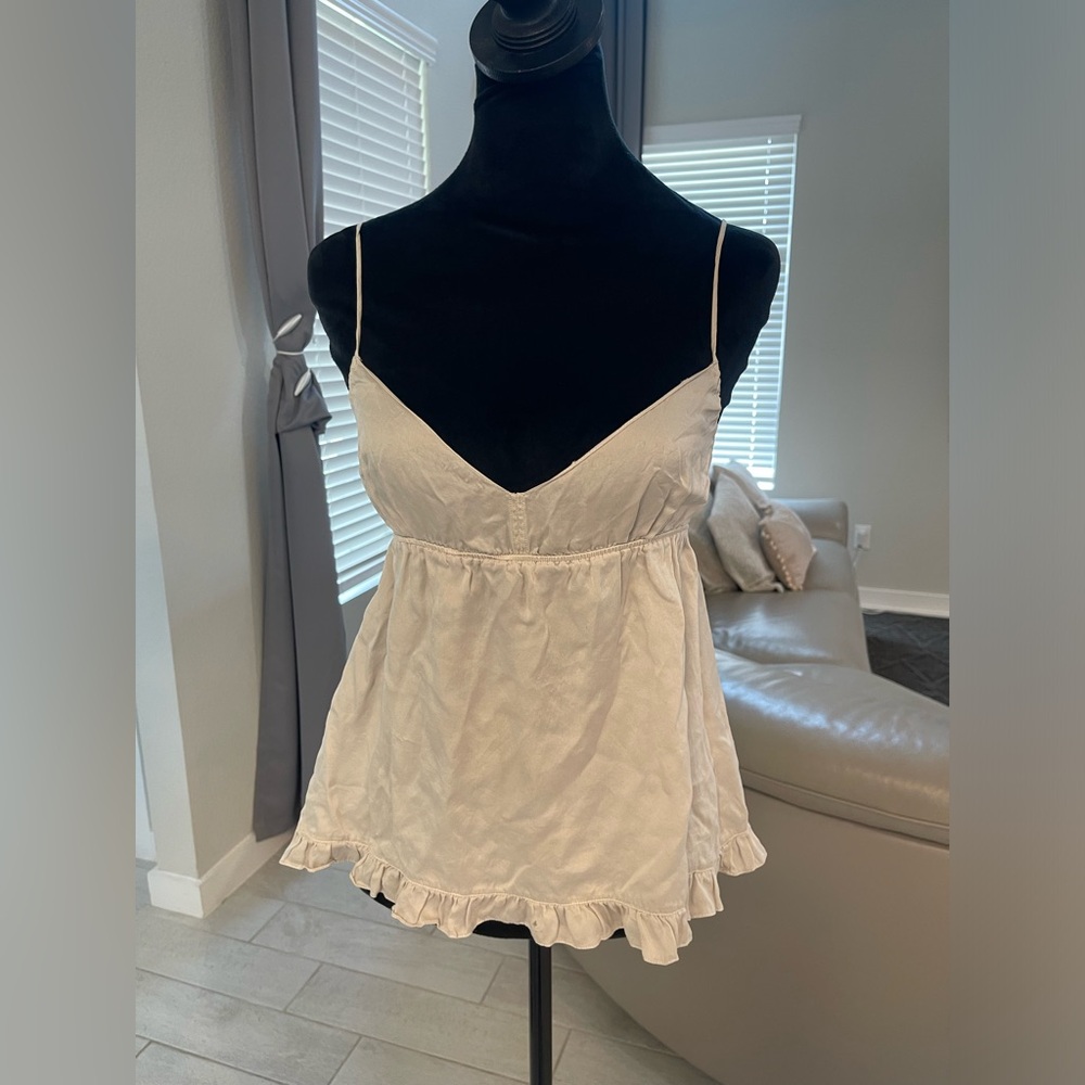 Y2K Morgane Le Fay Brown 100% Silk Slip Cami top Size M